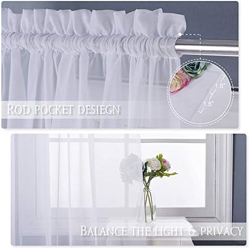 NICETOWN Extra Wide Sheer Curtain Panel - White 100x95 Rod Pocket