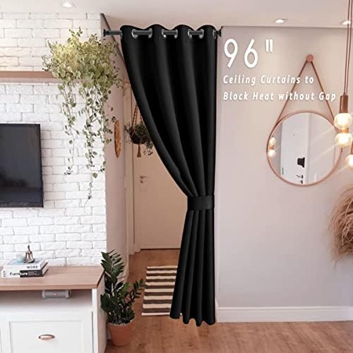 XTMYI 96 Inch Blackout Curtain Panel Black with Grommet Top