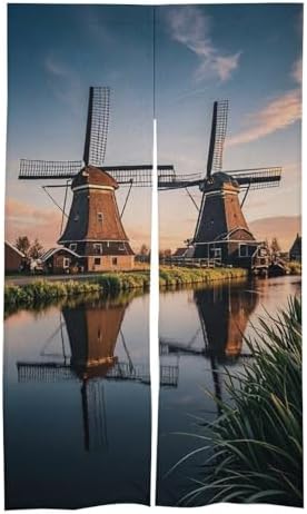 Dutch Windmill Door Cover Curtain 57x17 Inches