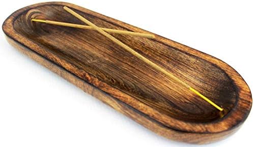 Dinil Incense Burner Holder - 11 Inch Natural Wood Ash Tray