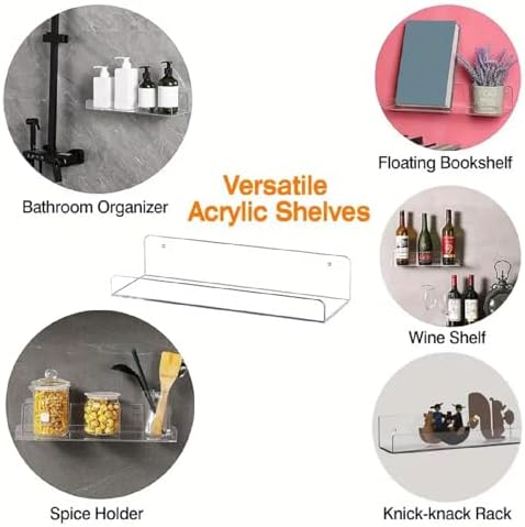 Wall-Mounted Acrylic Shelves for Home and Kitchen Display