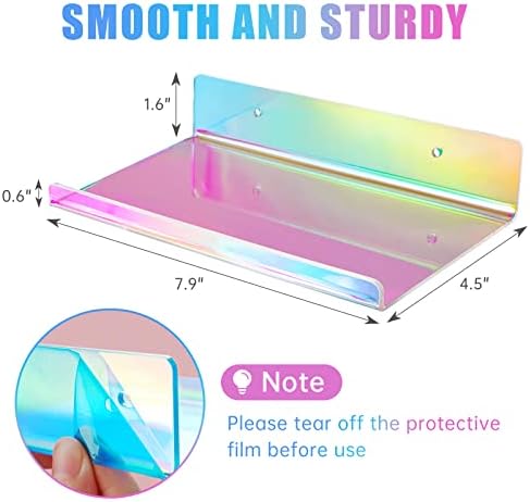 NiHome 2-Pack Iridescent Acrylic Floating Shelves with Edge