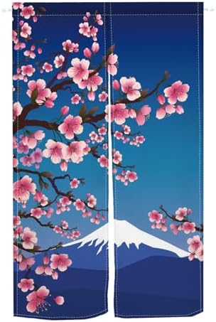 Japan Mount Fuji Cherry Noren Curtain Panel 335x669 In