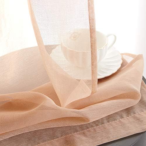 Taupe Brown Sheer Curtains 95 Inch Length 2 Panels