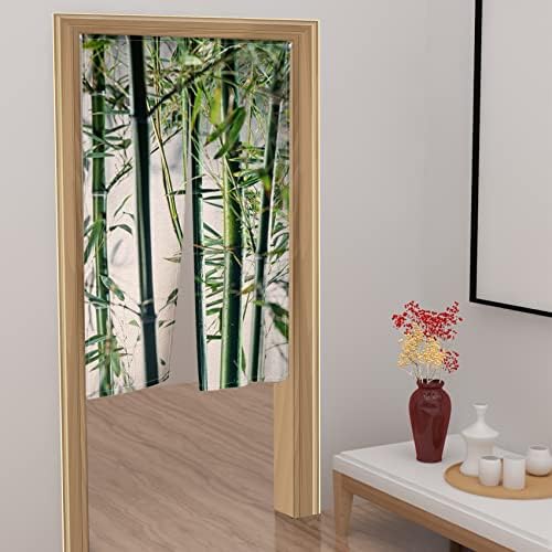 Leowefowa Bamboo Forest Doorway Curtain Panel