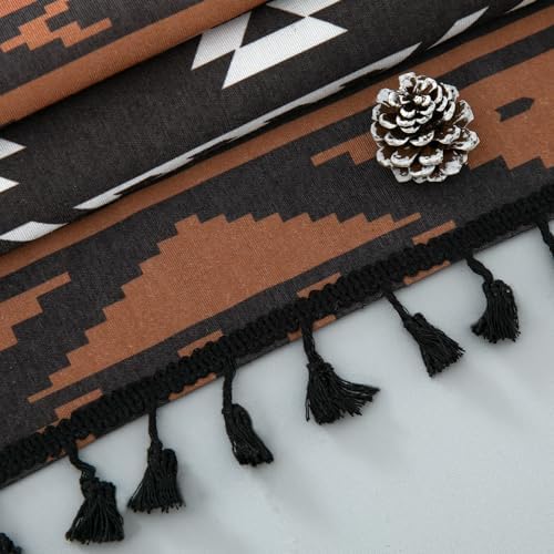 VOGOL Brown Boho Curtains 96 Inches Long