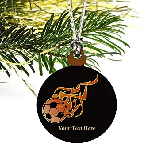 Personalized Custom Flaming Hot Soccer Ball Mini Wood Ornament