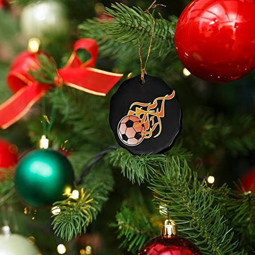 Graphics More Soccer Ball Football Cartoon Flames Porcelain Ornament