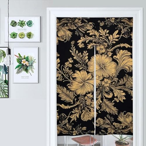 Japanese Noren Door Curtain with Gold Frame Print