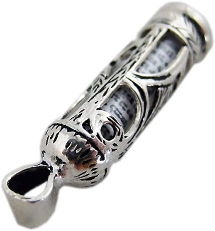 925 Sterling Silver Mezuzah Pendant with Shema Scroll