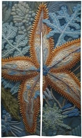 Japanese Noren Door Curtain with Starfish Pattern