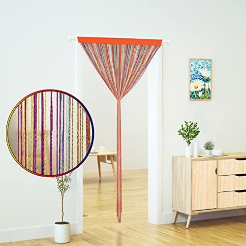YaoYue Doorway String Curtain with Rainbow Tassels 39x79 inch