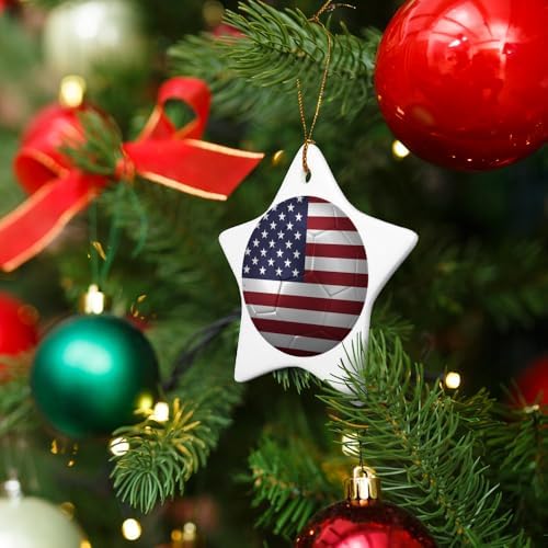 Graphics More USA Flag Soccer Ball Christmas Ornament - 31 Inch