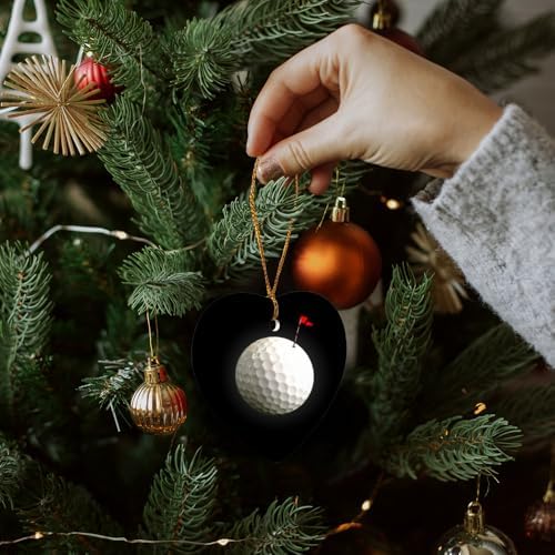 GRAPHICS MORE Heart-Shaped Golf Ball Moon Flag Christmas Ornament - 28 Inch