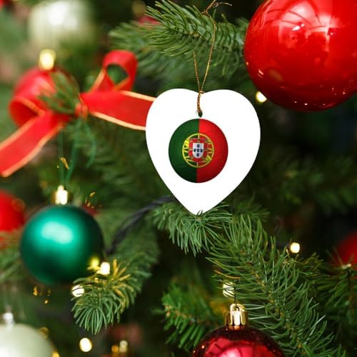 Portugal Flag Soccer Ball Heart-Shaped Porcelain Ornament - 28