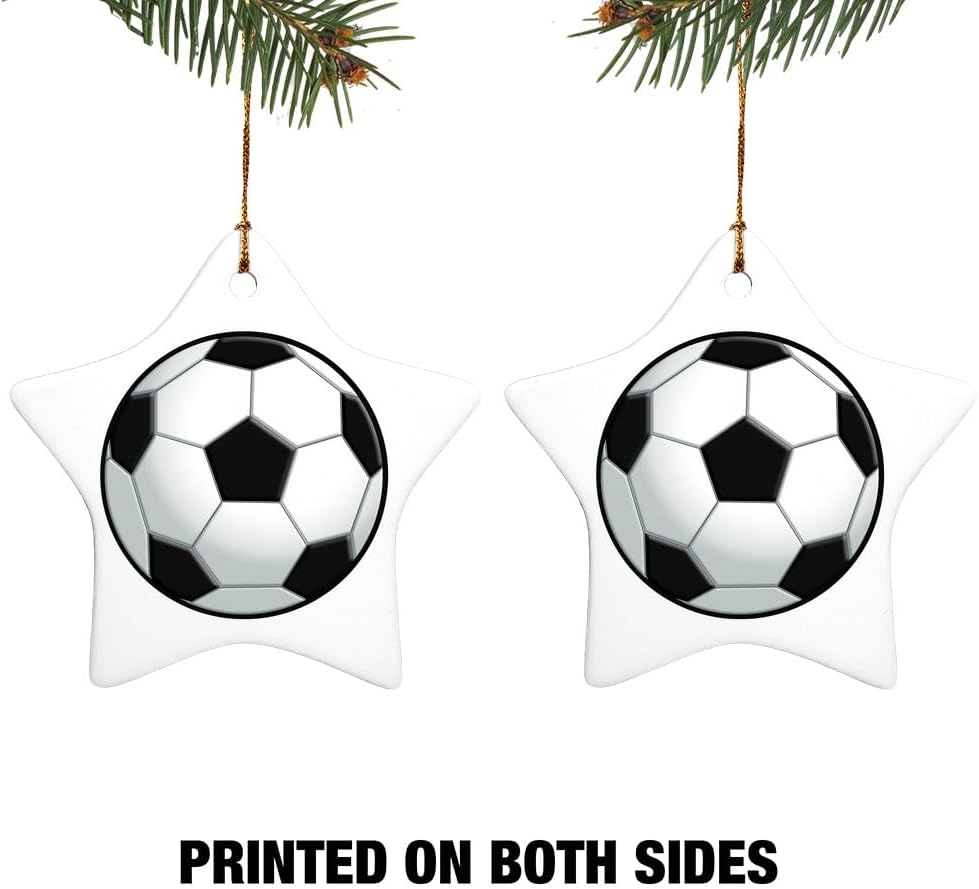 Graphics More Soccer Ball Football Star-Shaped Porcelain Christmas Ornament