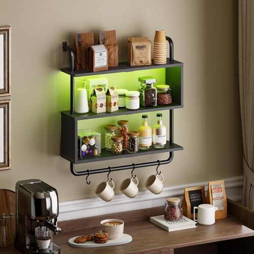 HOOBRO Floating Shelves with LED Lights 3-Tier