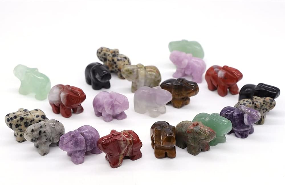 1 Inch Blue Aventurine Elephant Stone Decor Figurine Set