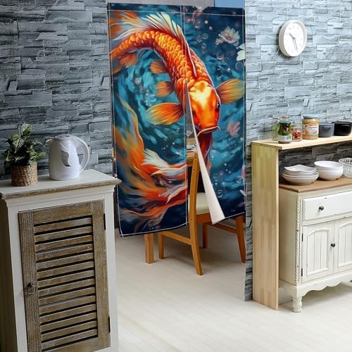 Japanese Noren Door Curtain with Koi Fish Design