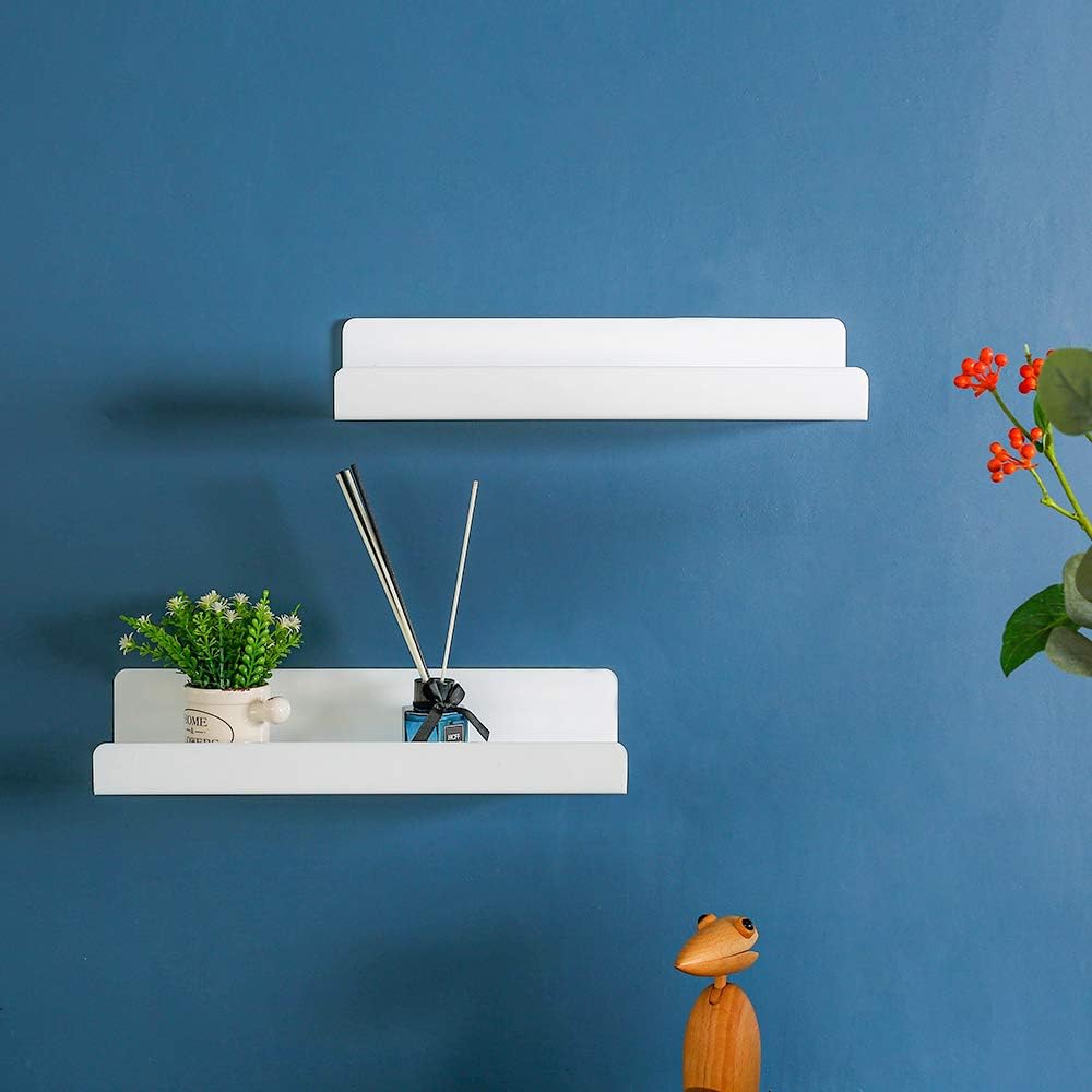 6 PCS White Wall Floating Shelf 15 Inch Acrylic Ledge Display Organizer