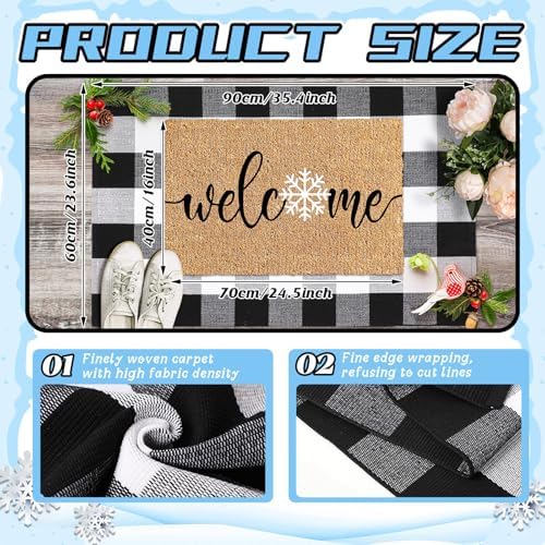 Duraaamo 2 Pcs Winter Coir Doormat Snowflake Rug Set