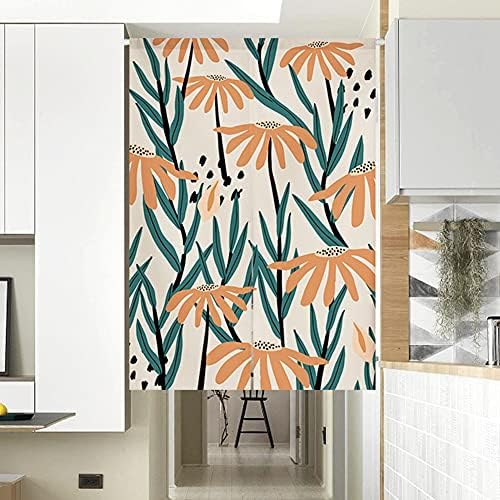 Japanese Noren Door Curtain Handcrafted Floral Panel 33x47 Inch