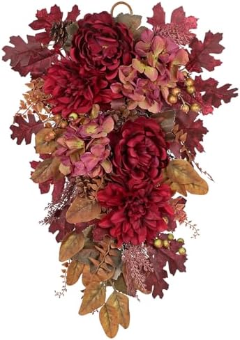 Hollyone 24 Inch Red Fall Wreath Decor