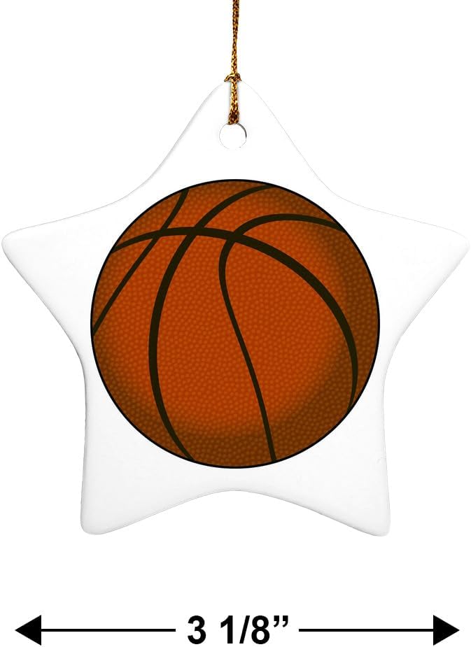 Graphics More Basketball Ball Star-Shaped Porcelain Christmas Ornament 31 Inch
