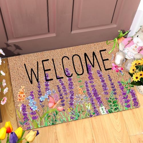 Ceenna Natural Coir Door Mat 16x28 Inches Butterfly Design