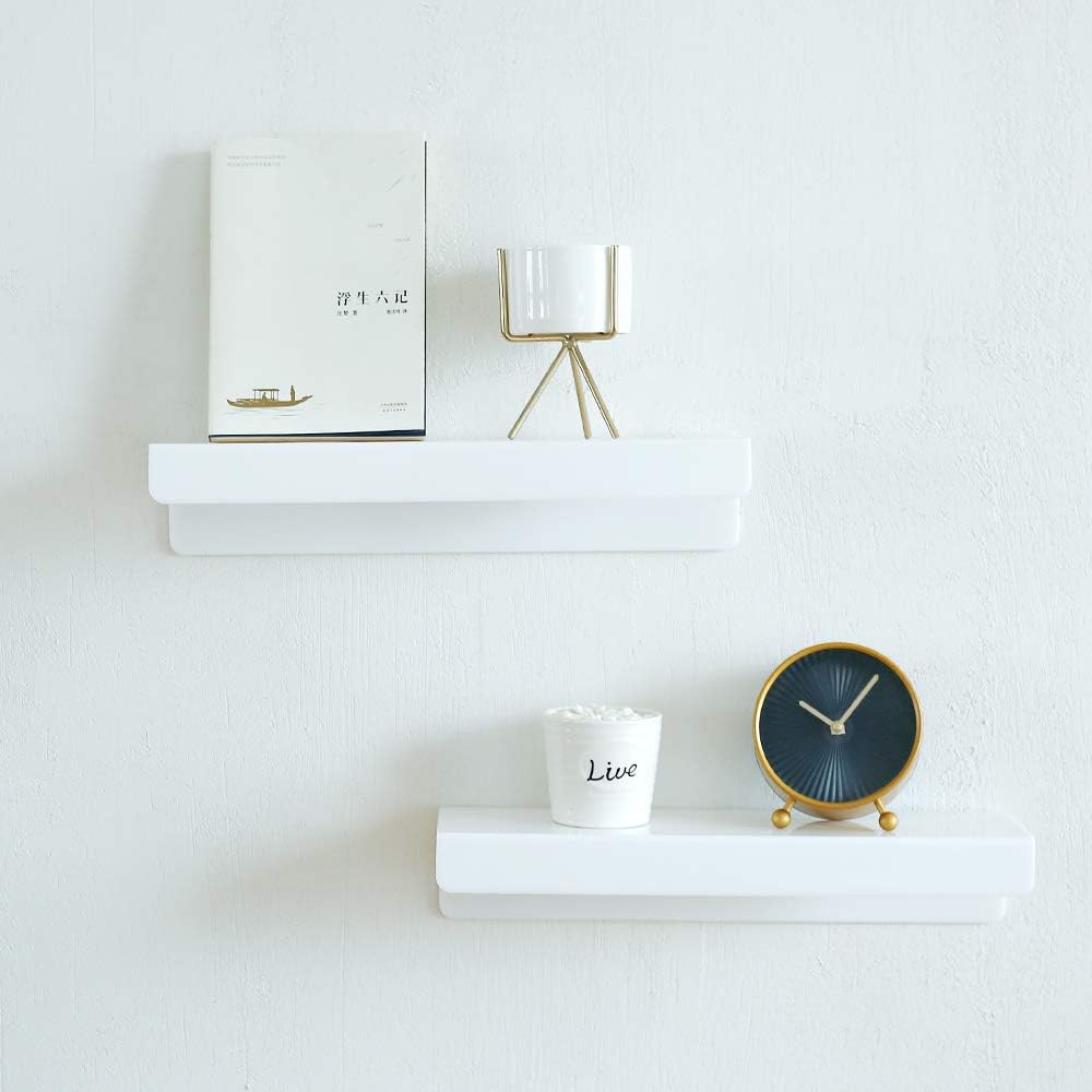 6 PCS White Wall Floating Shelf 15 Inch Acrylic Ledge Display Organizer