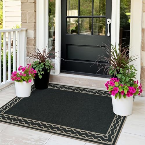 OJIA Easy Jute Front Door Mat 3x5 Black
