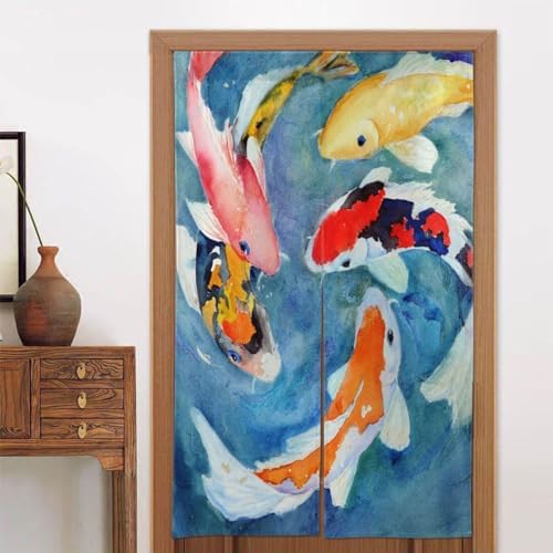 Peynir Japanese Koi Carp Door Curtain Feng Shui Panel