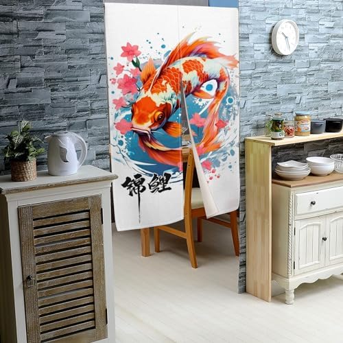 Japanese Noren Door Curtain with Koi Fish Design 1