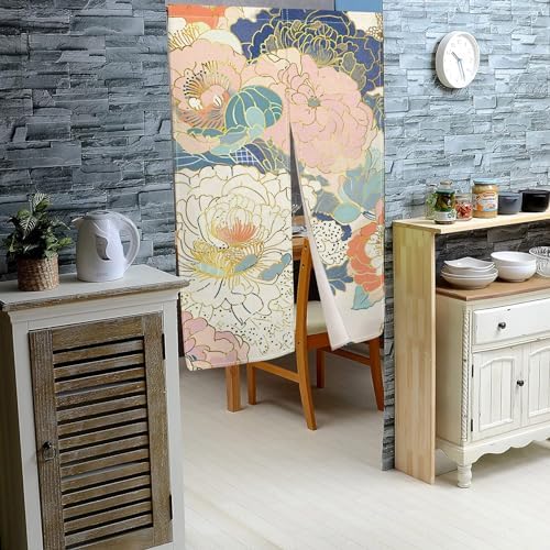 Japanese Noren Door Curtain Boho Style Floral Print Panel 335x559