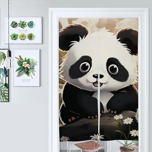 Japanese Noren Door Curtain Cute Panda Animal Print