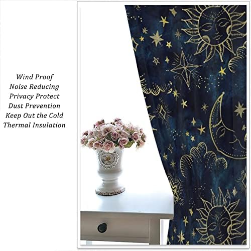 Sun and Moon Curtains with Cosmic Stars Print