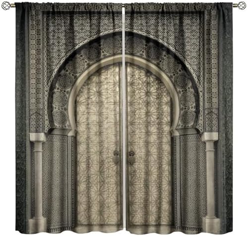 Moroccan Pattern Window Curtains 2 Panel Set