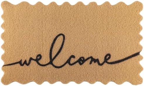 Scalloped Edge Welcome Doormat with Non Slip Backing