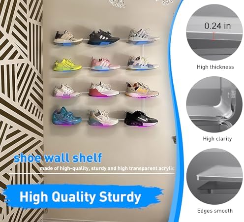 OAPRIRE Floating Shoe Display Shelf Set of 6 with Lights Clear