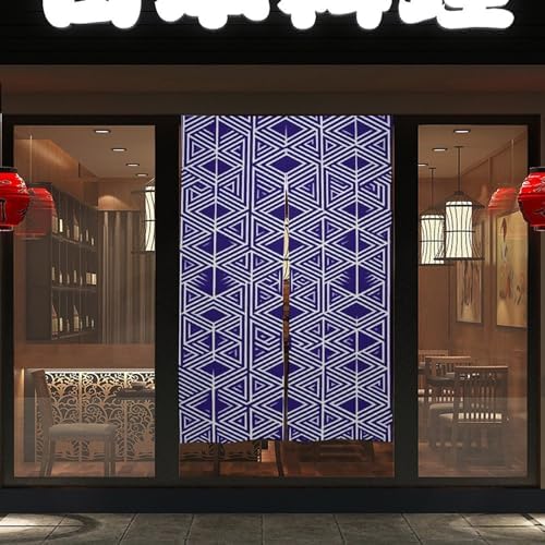 Japanese Noren Door Curtain Purple Light Blue Print