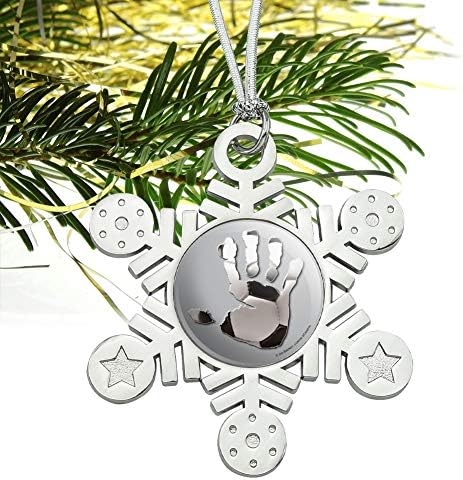 Hand Print Soccer Ball Metal Snowflake Christmas Ornament
