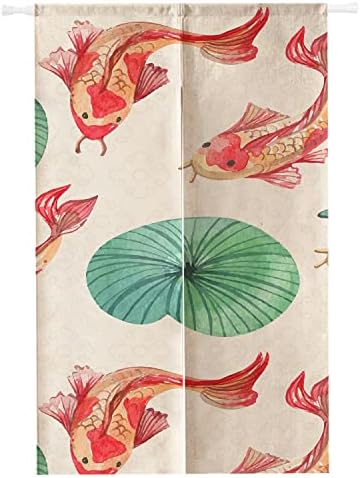 SPANKER SPACE Japanese Noren Flower Koi Drape Curtain 34x60