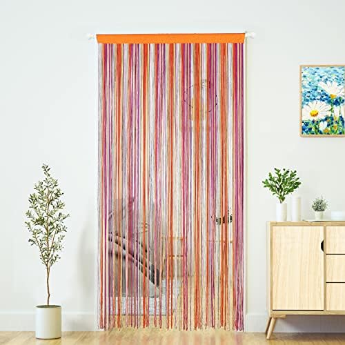 YaoYue Doorway String Curtain with Rainbow Tassels 39x79 inch
