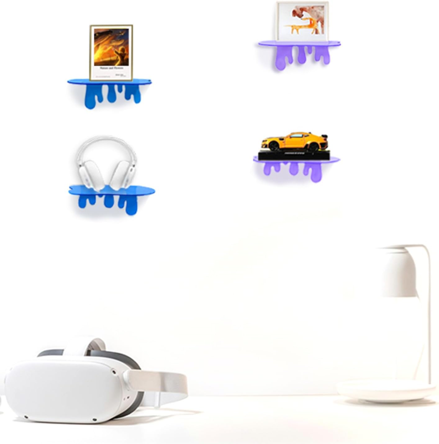 SetGame 2-Pack Purple Floating Wall Shelf