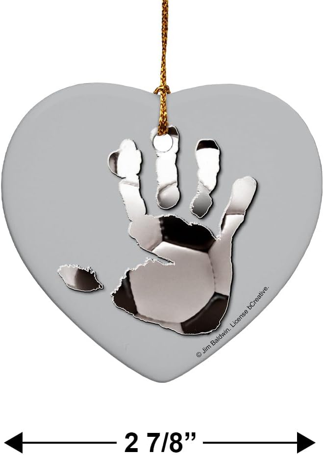 GRAPHICS AND MORE Hand Print Soccer Ball Heart Shaped Porcelain Ornament - 28