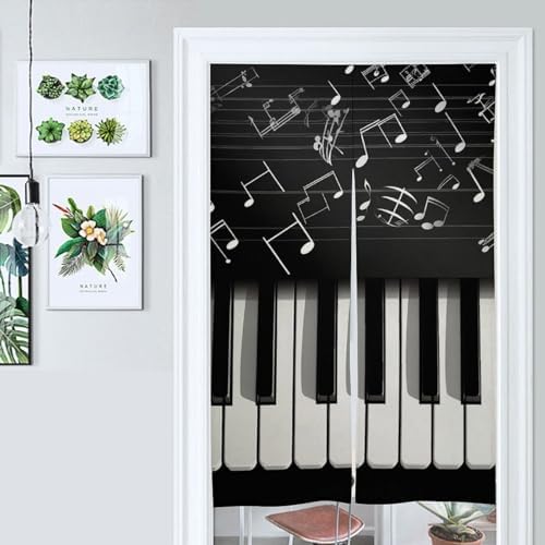 Piano Keys Door Curtain with Musical Notes 57x17 Inches