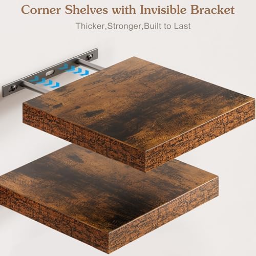 Olakee Corner Floating Shelf Set of 4 Carbonized Black