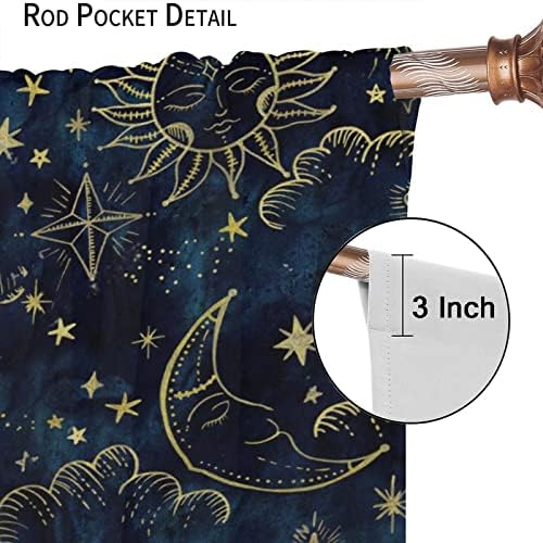 Sun and Moon Curtains with Cosmic Stars Print