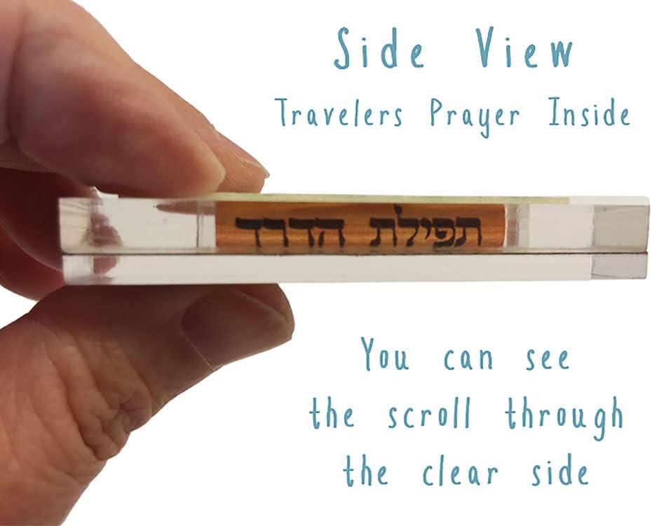 YourHolyLandStore CAR MEZUZAH with Travelers Protection Scroll - Hamsa - 7 Blessings 1