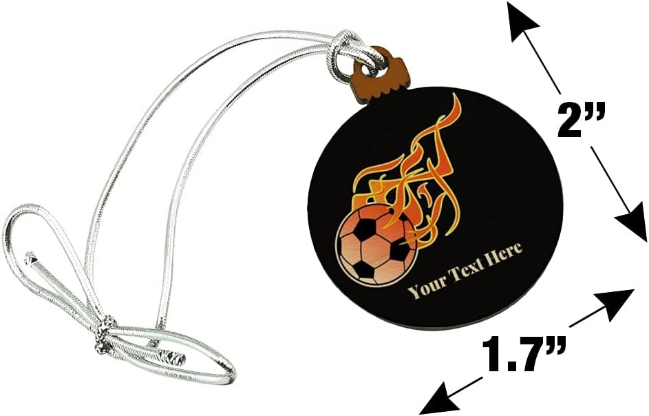 Personalized Custom Flaming Hot Soccer Ball Mini Wood Ornament